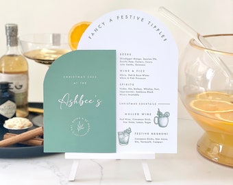 Personalised Festive Drinks Menu Sign | Christmas Table Setting, Christmas Table, Christmas Cocktails, Festive Drinks Menu, Personalised