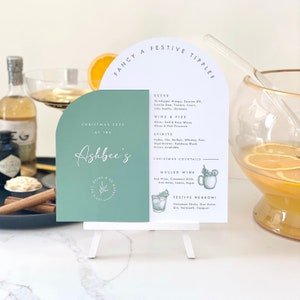 Spersonalizowany świąteczny znak menu napojów | Nakrycie stołu na Boże Narodzenie, Stół świąteczny, Koktajle świąteczne, Menu napojów świątecznych, Spersonalizowany