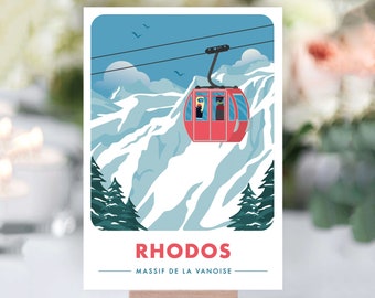 Retro Ski Themed Table Names | Ski Themed Wedding, Table Names, Table Numbers, Couples Who Love Skiing, Illustrated Couple, Ski Wedding