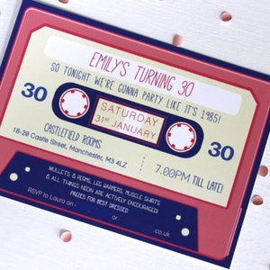 Cassette Tape 80s Invitations with Envelopes | Birthday Party Invite, 80s Themed Party Invite, Editable Colours, Birthday Invite, Any Age