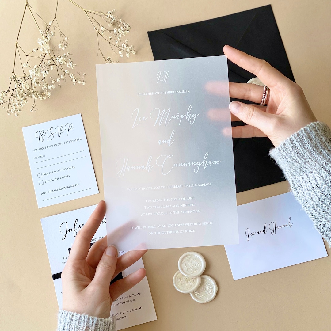 White Ink Translucent Vellum Wedding Invitations | Vellum Wedding ...