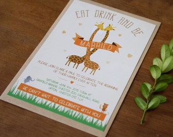 Zoo Themed Wedding Invitation | Zoo Themed Wedding, Illustrated Animal Wedding Stationery, Fun Wedding, Stationery Suite, Zoo Wedding