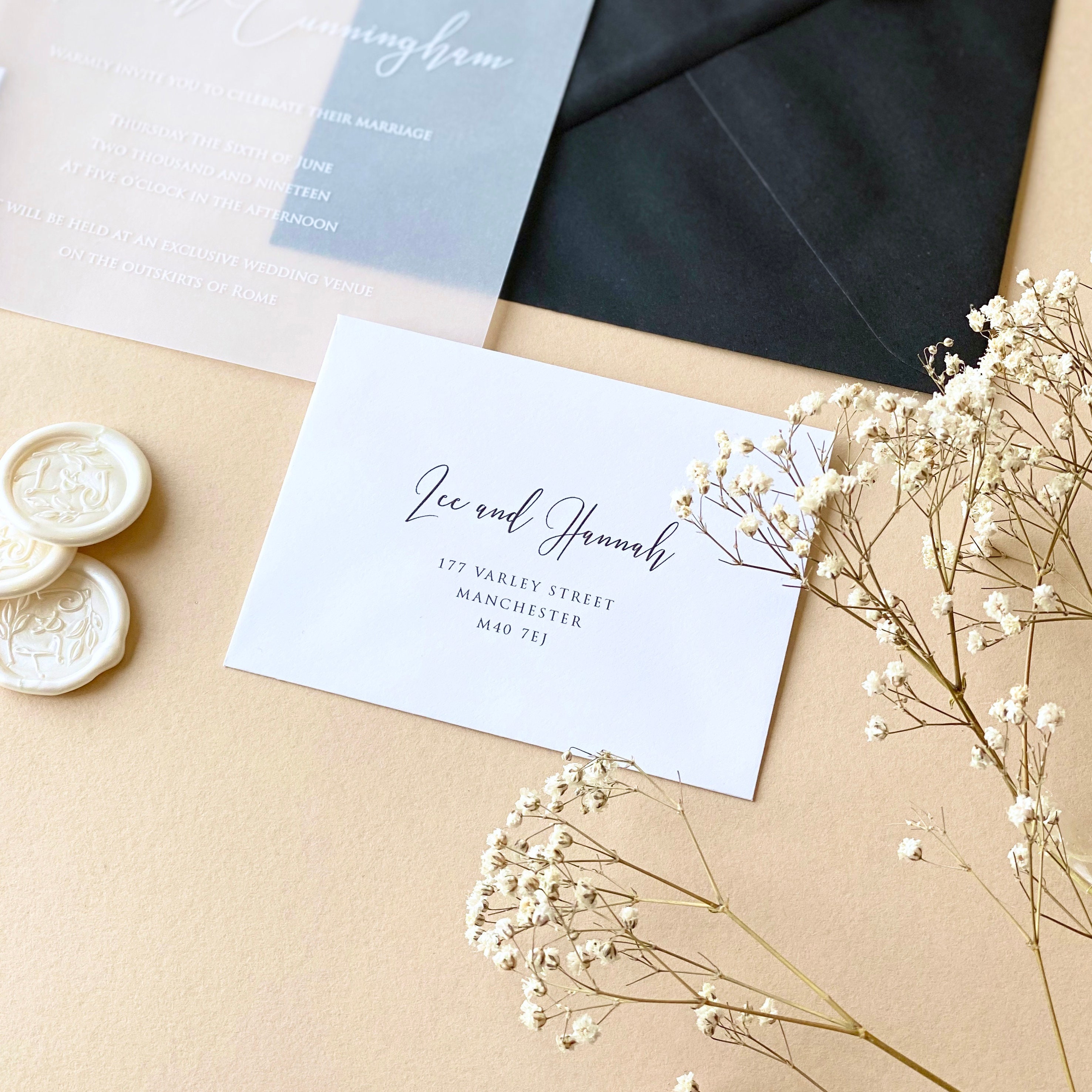 White Ink Translucent Vellum Wedding Invitations Vellum | Etsy UK