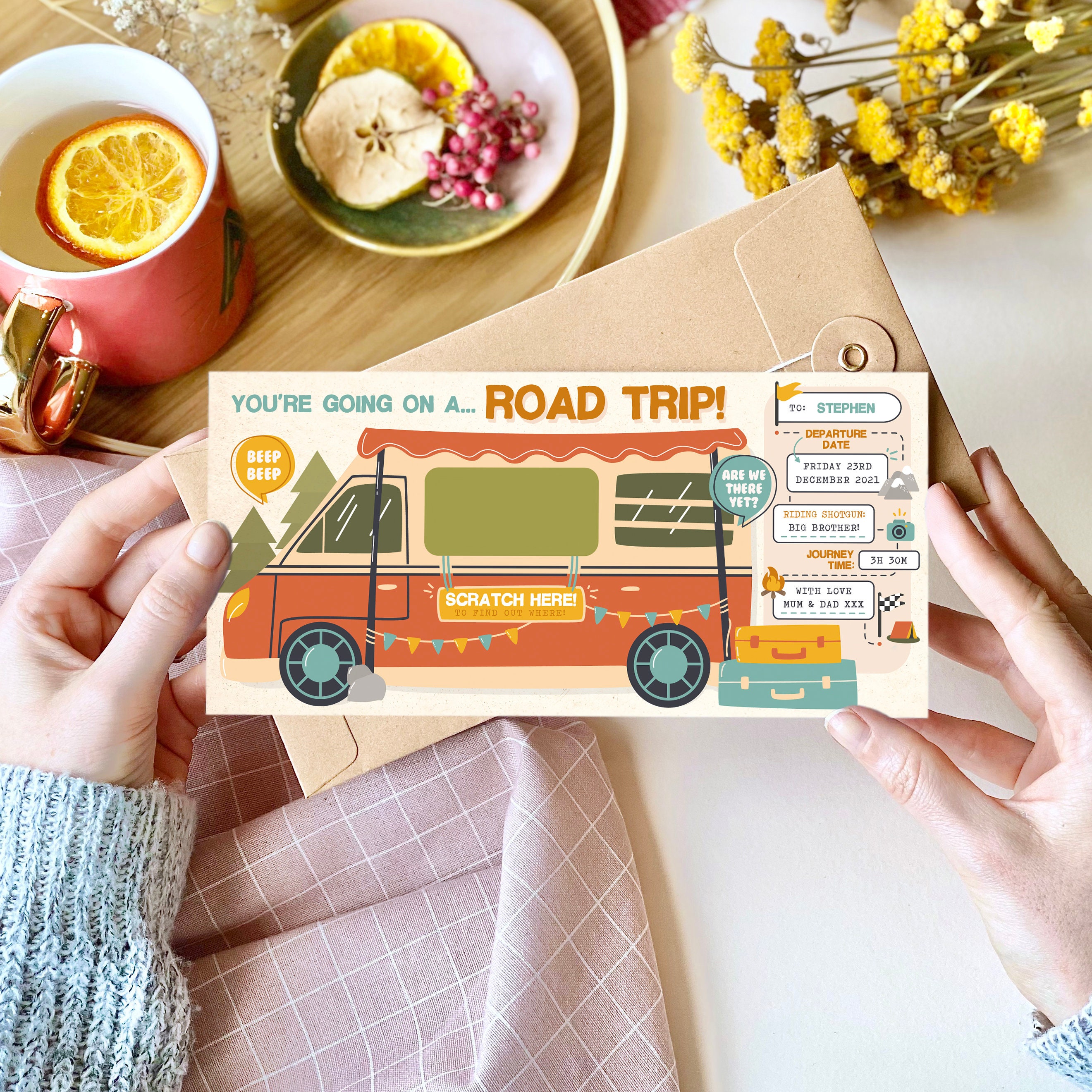 Road Trip Raffle Road Trip Scratch Card Reveal Ticket | Road Trip Reveal, Campervan ...