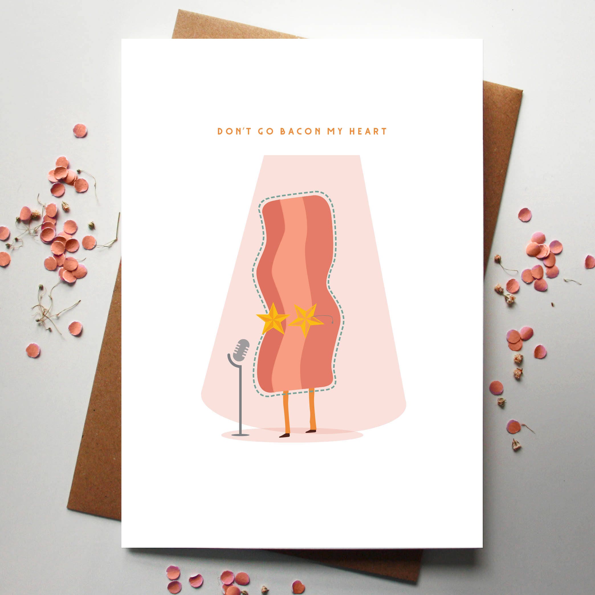 Don't Go Bacon My Heart Card | Valentine's Day Card, Love Card, Anniversary Card, Modern Love Card, Don't Go Breaking My Heart, Illustrated