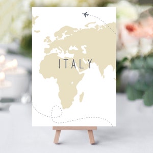 Where in the world Table Names Travel Themed Wedding, Abroad Wedding, Table Names, Table Numbers, Vintage Map, Editable Colours image 3