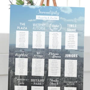 New York Table Plan Travel Themed Wedding, New York Wedding, Abroad Wedding, Table Plan, Seating Plan, Seating Chart, Day Stationery image 5