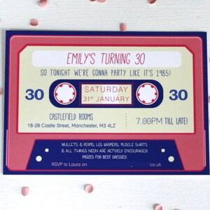 Cassette Tape 80s Invitations with Envelopes | Birthday Party Invite, 80s Themed Party Invite, Editable Colours, Birthday Invite, Any Age