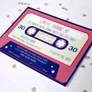 Cassette Tape 80s Invitations with Envelopes | Birthday Party Invite, 80s Themed Party Invite, Editable Colours, Birthday Invite, Any Age