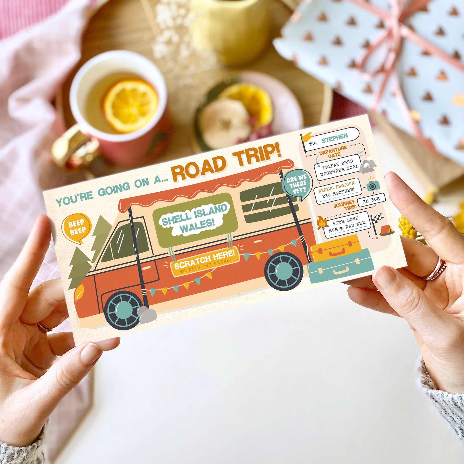 Road Trip Raffle Road Trip Scratch Card Reveal Ticket | Road Trip Reveal, Campervan ...