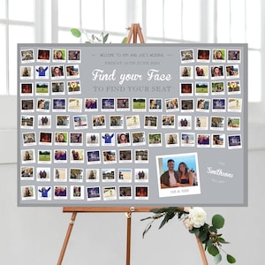 Photo Collage 'Find Your Face' Wedding Table Plan Fun Wedding Stationery, Photo Table Plan, Seating Plan, Seating Chart, Unique Table Plan image 1