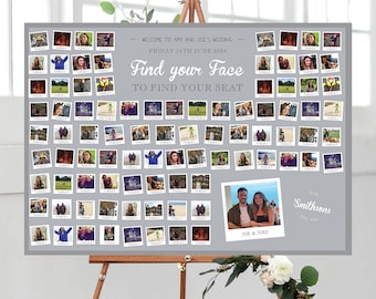 Photo Collage 'Find Your Face' Wedding Table Plan | Fun Wedding Stationery, Photo Table Plan, Seating Plan, Seating Chart, Unique Table Plan