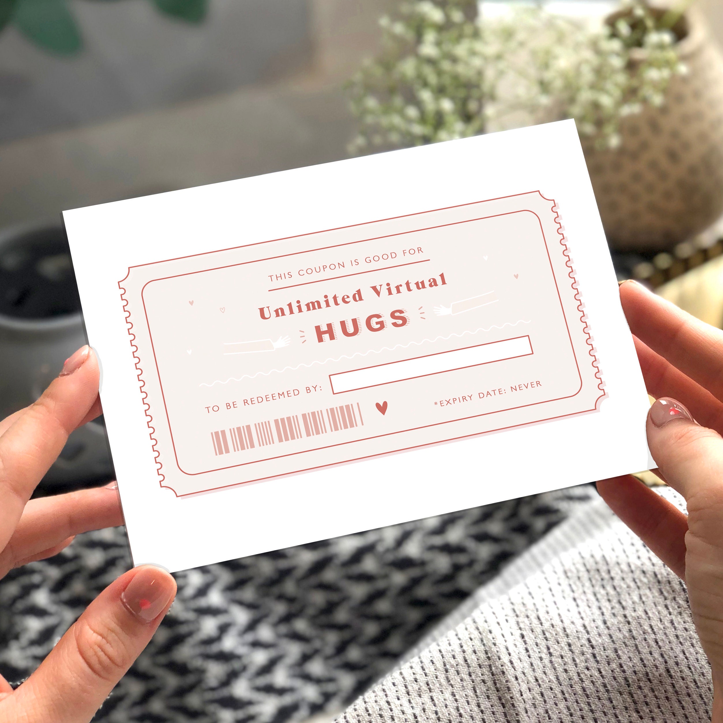 Virtual Hug Coupon Card Hug Card Coupon Card Virtual Hug Etsy