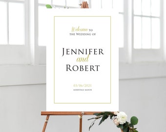 Modern Gold Wedding Welcome Sign | Gold Wedding Invite Set, Modern Wedding, Wedding Welcome Sign, White and Gold Wedding, Minimal Wedding