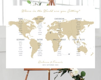 Where In The World Am I Sitting Map Table Plan | Travel Themed Wedding, Abroad Wedding, Table Plan, Seating Plan, Seating Chart, Vintage Map