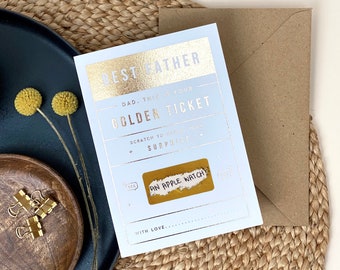 Dad's Golden Ticket Scratch Card | Scratch & reveal surprise ticket, Golden ticket, Scratch Card, Surprise holiday, Surprise gift