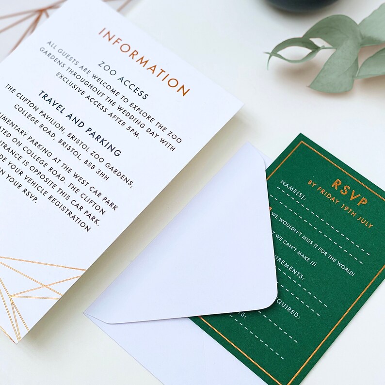 Eucalyptus Geometric Vellum Wedding Invitations Vellum Foil Wedding Invitation Suite, Geometric Botanical Wedding, Eucalyptus Vellum image 5