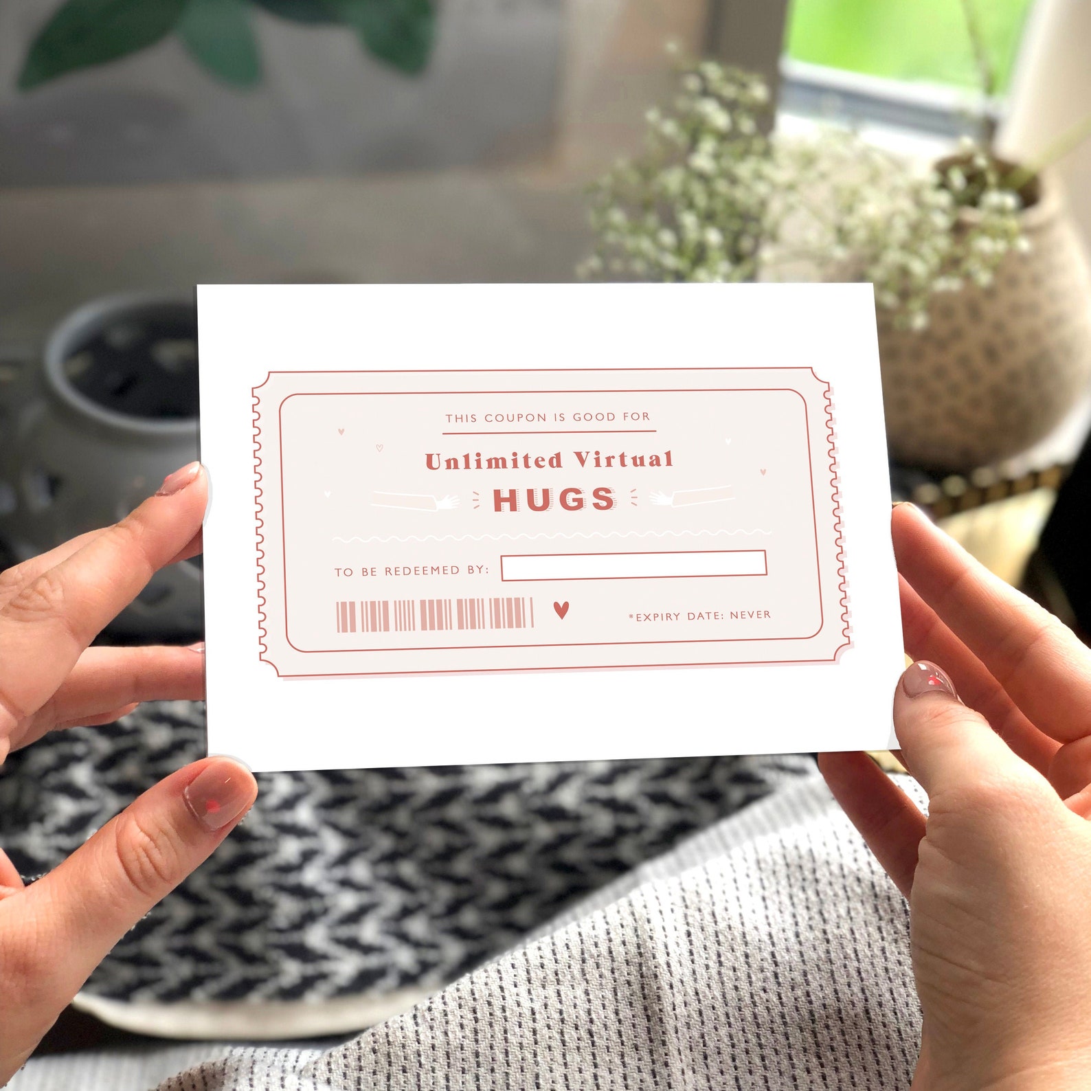 Virtual Hug Coupon Card Hug Card Coupon Card Virtual Hug Etsy