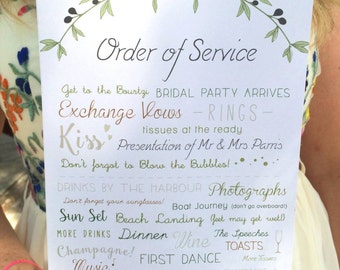 Order of Service Fans | Abroad Wedding, Wedding Order of Service, Hot Wedding, Olive Branch Illustrations, Travel Themed Wedding