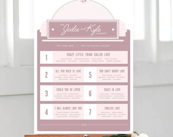 Retro Jukebox Vinyl Record Table Plan | Music Table Plan, Jukebox Table Plan, Music Couple Table Plan, Unique Ideas for Wedding Table Plan