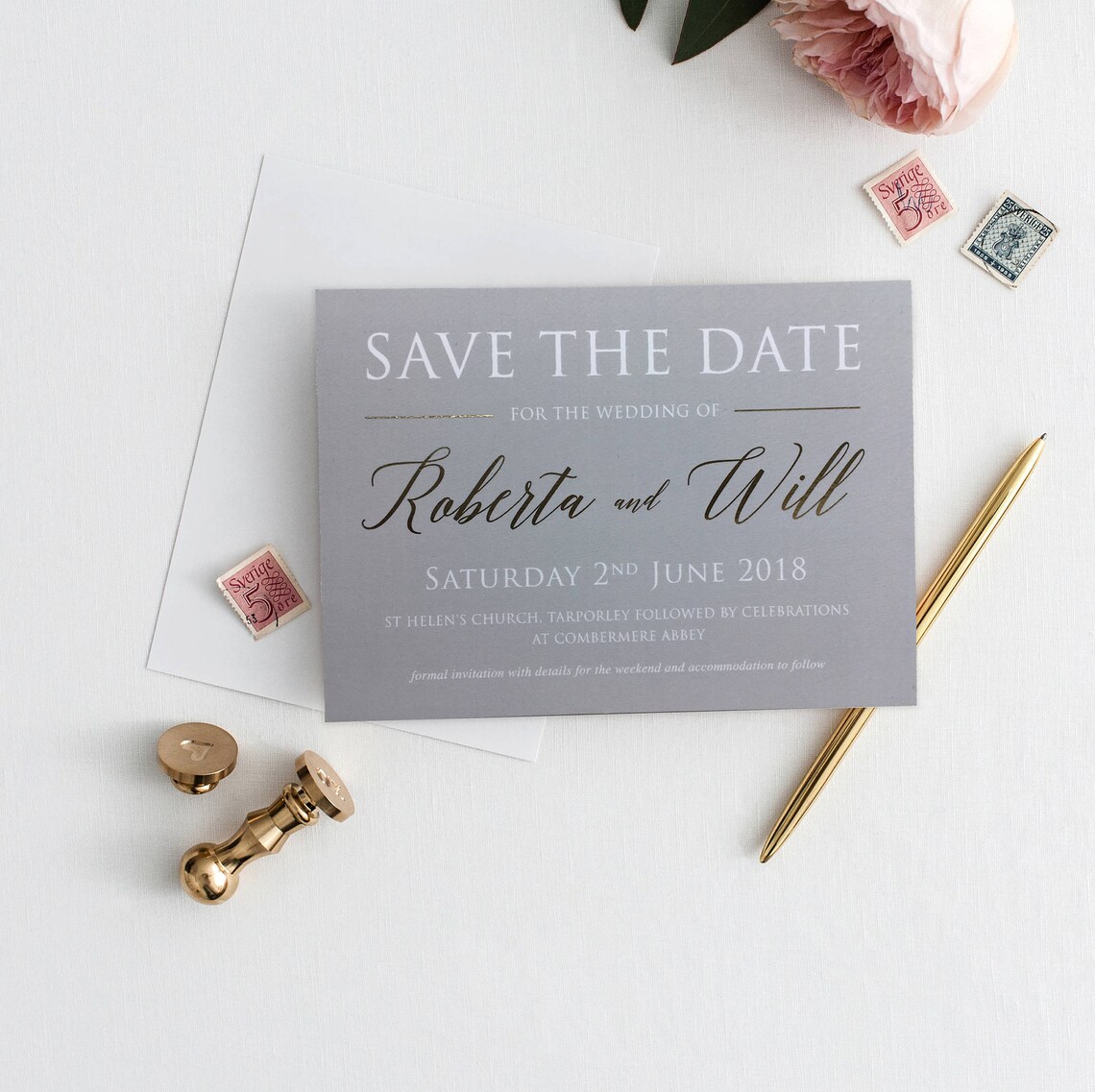 Grey Gold Foil Save the Date Gold Foil Save the Date Etsy UK
