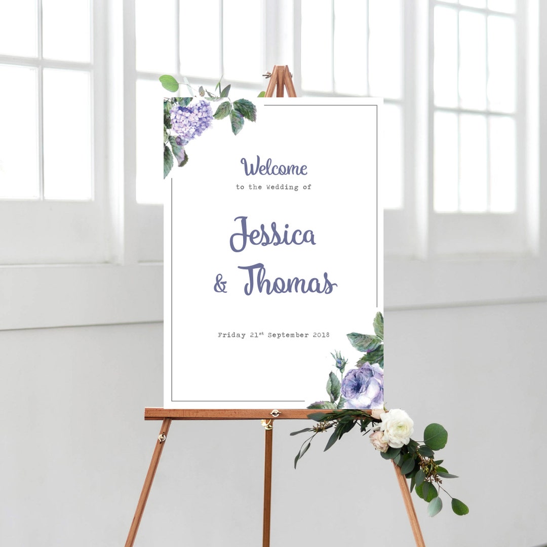 Wild Roses Wedding Welcome Sign | Purple Floral Wedding, Wild Roses ...