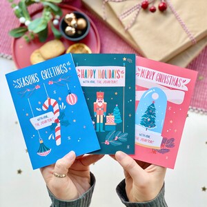 Ensemble de trois cartes de Noël personnalisées recyclées | Cartes de Noël écologiques, cartes personnalisées, pack de cartes de Noël