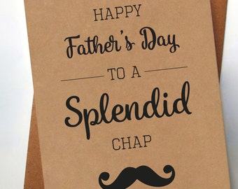 Happy Father's Day to a Splendid Chap Kraft Card | Happy Father's Day Card, Father's Day Card, Dad With Moustache, Moustache Dad Card