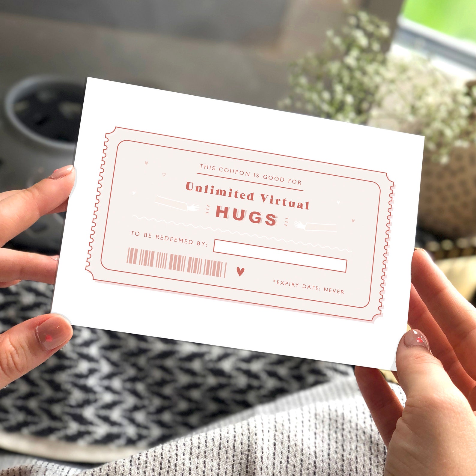 Virtual Hug Coupon Card Hug Card Coupon Card Virtual Hug Etsy