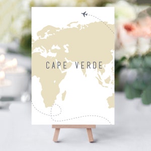 Where in the world Table Names Travel Themed Wedding, Abroad Wedding, Table Names, Table Numbers, Vintage Map, Editable Colours image 2