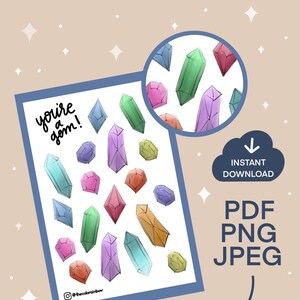 Printable You're a Gem Digital Download Stickers image 2