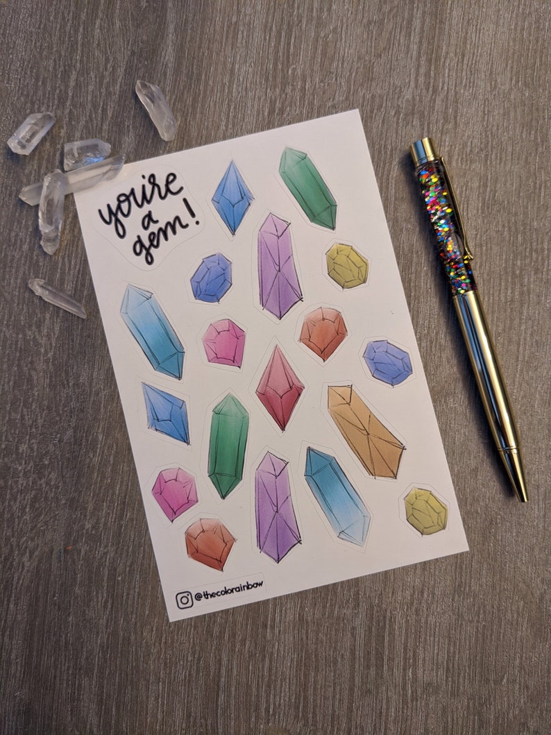 Printable You're a Gem Digital Download Stickers image 3