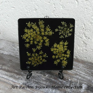 Pressed flowers in eco friendly resin, floral home decor, boho botanical wall decor, queen Annes's lace, FREE shipping image 2