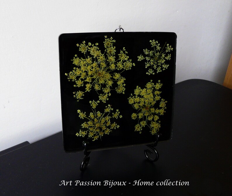 Pressed flowers in eco friendly resin, floral home decor, boho botanical wall decor, queen Annes's lace, FREE shipping image 8