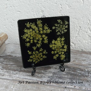 Pressed flowers in eco friendly resin, floral home decor, boho botanical wall decor, queen Annes's lace, FREE shipping image 6