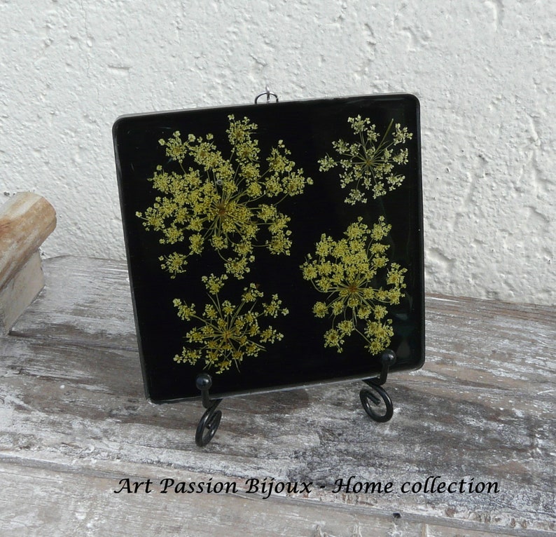 Pressed flowers in eco friendly resin, floral home decor, boho botanical wall decor, queen Annes's lace, FREE shipping image 6