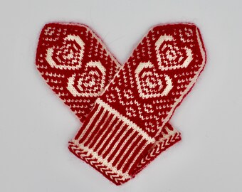 Children's Scandinavian Style Heart Mittens, Size 4-6