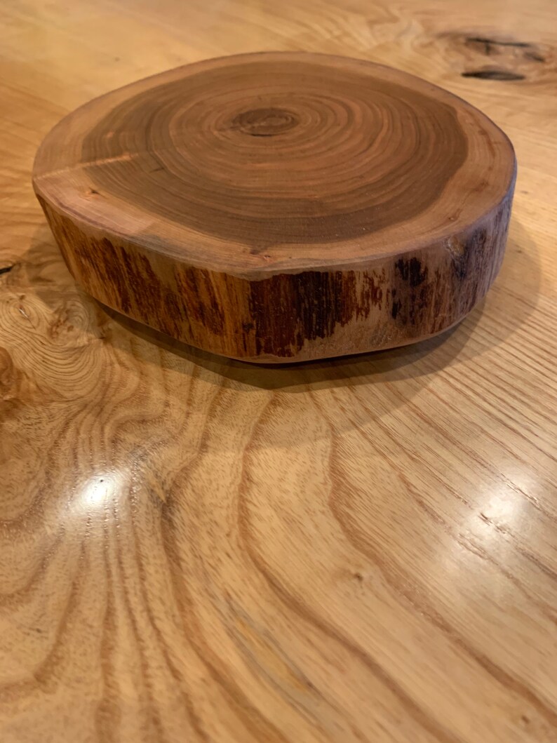 Small rustic wood slab turn table lazy susan Etsy