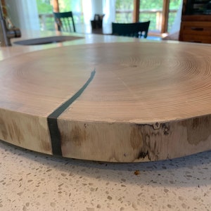 Extra Large light wood rustic lazy susan with resin