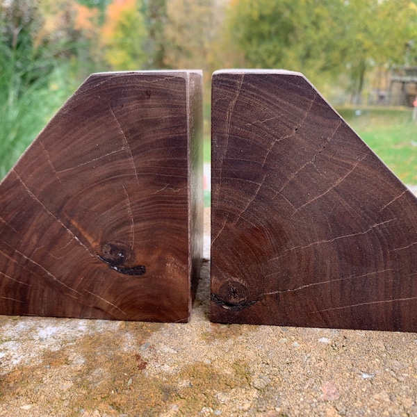 Modern rustic thick wood bookends