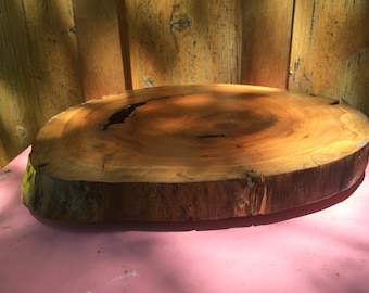 Medium rustic wood slab turn table lazy susan