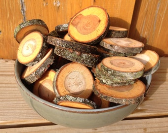 Forest cut wood slices from black cherry tree-small 12 pieces