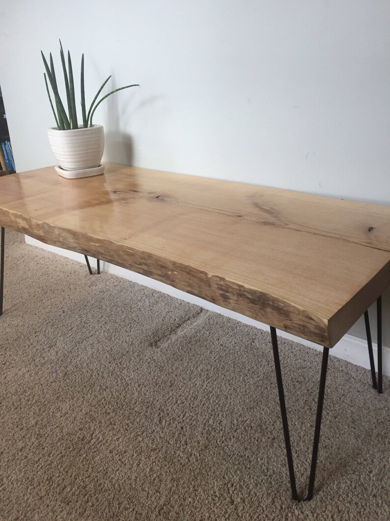 Live edge coffee table with hairpin legs Etsy
