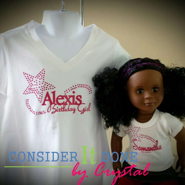FREE SHIPPING! Matching Doll / Girl Shirt for 18inch Dolls like American Girl with BLING!