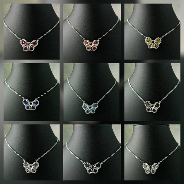 Captured Bead Butterfly Chainmaille Pendant Necklace