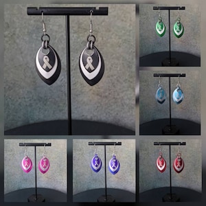 Dragon Scale Awareness Ribbon Design Earrings