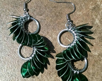 Tiny Scalemaille Chainmaille Earrings (Green)