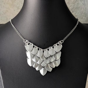 Demi-Goddess Silver Aluminum Chainmaille Statement Necklace