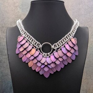 Goddess Titanium Choker Collar Chainmaille Statement Necklace and Earring Set - Rose Pink