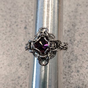 Celtic Labyrinth Swarovski Chainmaille Finger Ring